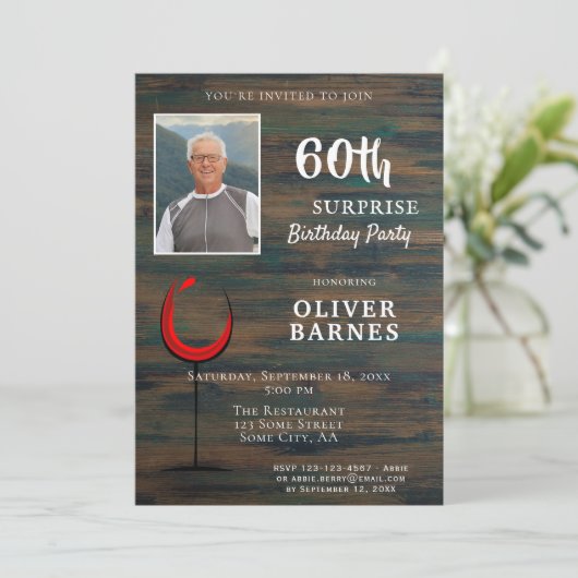レッドワインウッド60誕生日サプライズパーティー写真 招待状 (スタンド正面)