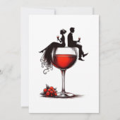 レッドワインカップルのリハーサルディナー招待状 招待状 (裏面)