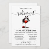 レッドワインカップルのリハーサルディナー招待状 招待状 (正面/裏面)