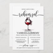 レッドワインカップルのリハーサルディナー招待状 招待状 (正面/裏面)