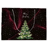 レッドワインクリスマスツリー喜びのためのホリデーギフト ラージペーパーバッグ (裏面)