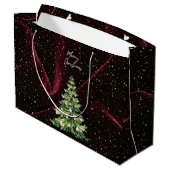 レッドワインクリスマスツリー喜びのためのホリデーギフト ラージペーパーバッグ (裏面アングル)