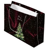 レッドワインクリスマスツリー喜びのためのホリデーギフト ラージペーパーバッグ (正面アングル)