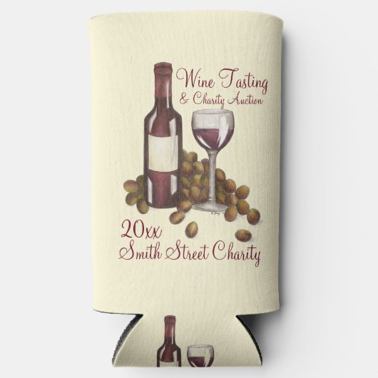 レッドワイングラスボトルブドウワイナリーワイン試飲 スリム缶クーラー (正面)