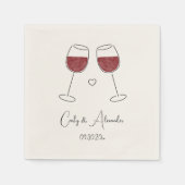 レッドワイングラス結婚婚約記念日 スタンダードカクテルナプキン (正面)