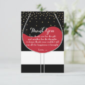 レッドワイングラス金ゴールドブラック&ホワイトサンキューカード サンキューカード (スタンド正面)