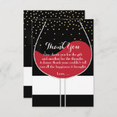 レッドワイングラス金ゴールドブラック&ホワイトサンキューカード サンキューカード (正面/裏面)