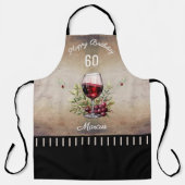 レッドワイングラス60誕生日マン エプロン (正面)