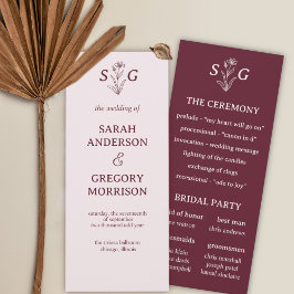 レッドワインシンプルボホフローラ結婚式 プログラム