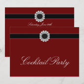 レッドワインダイヤモンドレッドブラックカクテルパーティー 招待状 (正面/裏面)