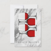 レッドワインテイスティングカクテルパーティの招待状大理石 招待状 (正面)