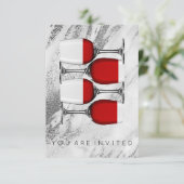 レッドワインテイスティングカクテルパーティの招待状大理石 招待状 (スタンド正面)