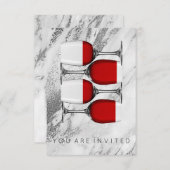 レッドワインテイスティングカクテルパーティの招待状大理石 招待状 (正面/裏面)