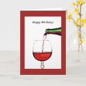 レッドワインハッピーバースデー カード (黄色い花)