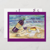 レッドワインビーチパーティーカスタム招待状または招待状 招待状 (正面/裏面)