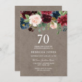 レッドワインブルゴーニュフローラ70thバースデーパーティー 招待状 (正面/裏面)