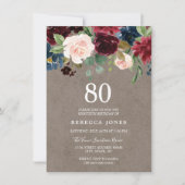 レッドワインブルゴーニュフローラ80thバースデーパーティー 招待状 (正面)