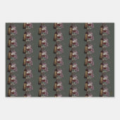 レッドワインボトルグラスブドウヴィンテージデジタルアート ラッピングペーパーシート (正面3)