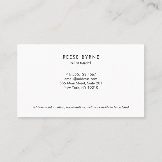 レッドワインボトルソムリエロゴ 名刺 (裏面)