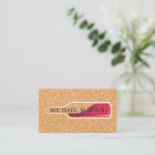 レッドワインボトル | コルクの背景 名刺 (スタンド正面)