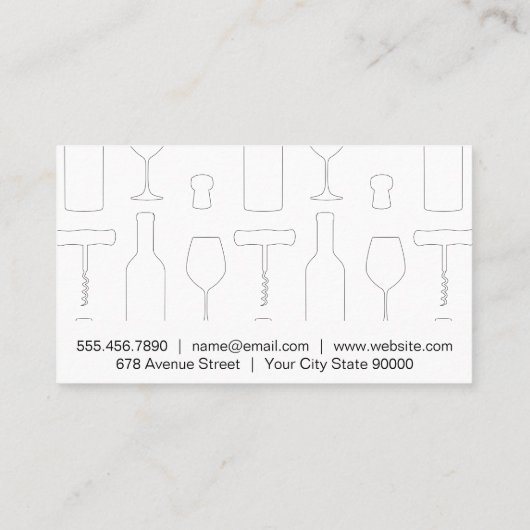 レッドワインボトル |ワインのアクセサリーパターン 名刺 (裏面)
