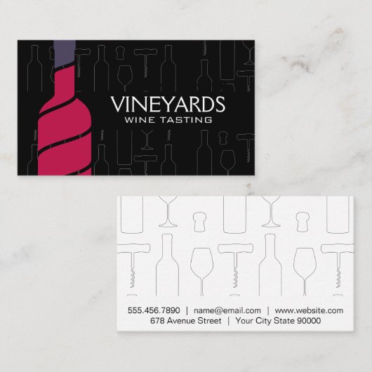 レッドワインボトル |ワインのアクセサリーパターン 名刺 (正面/裏面)