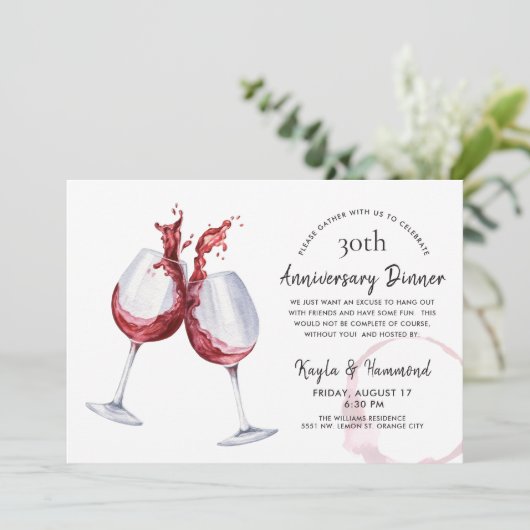 レッドワイン大事な行事記念お祝いディナー 招待状 (スタンド正面)