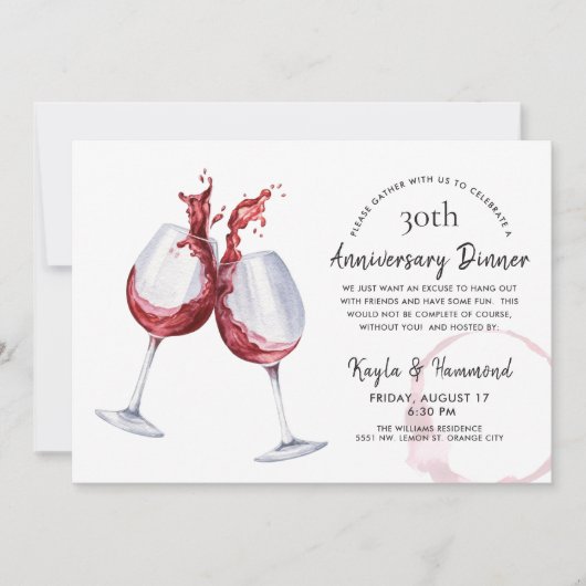 レッドワイン大事な行事記念お祝いディナーI 招待状 (正面)