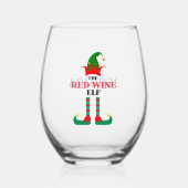 レッドワイン小妖精や小人クリスマス ステムなしワイングラス (正面)