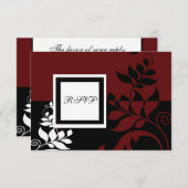 レッドワイン白黒ウェディングRSVP 出欠カード (正面/裏面)
