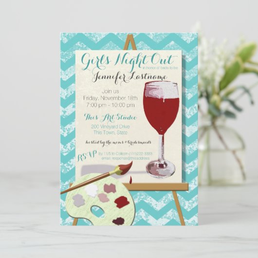 レッドワイン絵画とアートパーティー 招待状 (スタンド正面)