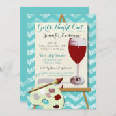 レッドワイン絵画とアートパーティー 招待状 (正面/裏面)