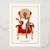 レッドワイン誕生日ガールフォイル招待状 箔招待状 (正面)