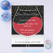 レッドワイン金ゴールド&ブラックシックイベントフライヤーポスター チラシ (シングル)