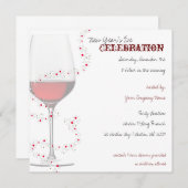 レッドワイン&スパークルスコマニー新年の招待状 招待状 (正面/裏面)