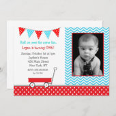 レッドワゴンフォトバースデーパーティ招待状 招待状 (正面/裏面)