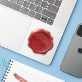 レッドワックスシールモノグラム2イニシャルスエレガントクリプト シール (ノートパソコンとiPhone)