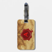 レッドワックスシール古パーチメントモノグラム ラゲッジタグ (裏面縦)