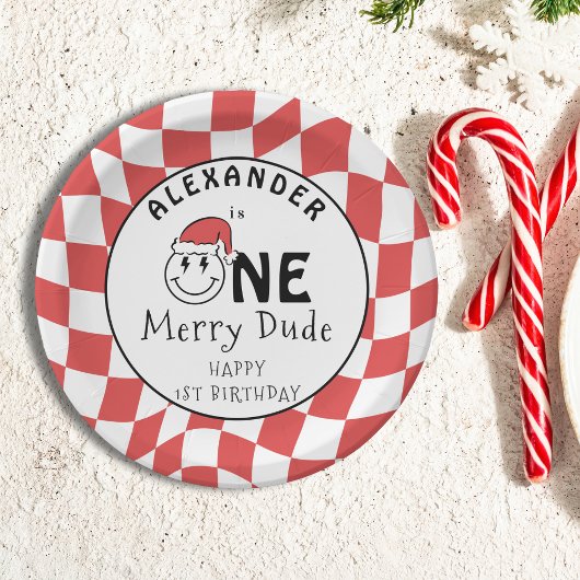 レッドワンハッピードクリスマス1st誕生日デコル ペーパープレート