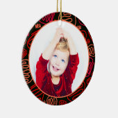 レッドワンラインアートメリークリスマスファミリーフォト セラミックオーナメント (右)