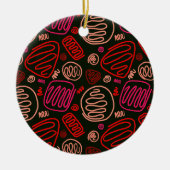 レッドワンラインアートメリー芸術的クリスマスファミリー セラミックオーナメント (正面)