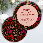 レッドワンラインアートメリー芸術的クリスマスファミリー セラミックオーナメント