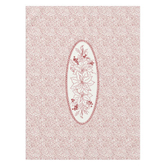 レッドワークメダリオンタブレクロス – クリスマスつる植物 テーブルクロス