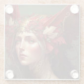 レッドヴァルキリーウーマンファンタジーアート ガラスコースター (裏面)