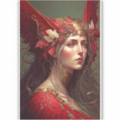 レッドヴァルキリーウーマンファンタジーアート シール (正面)