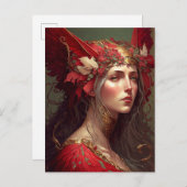 レッドヴァルキリーウーマンファンタジーアート ポストカード (正面/裏面)