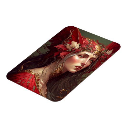 レッドヴァルキリーウーマンファンタジーアート マグネット (左側)