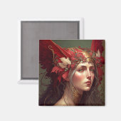 レッドヴァルキリーウーマンファンタジーアート マグネット (正面/裏面)