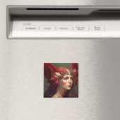 レッドヴァルキリーウーマンファンタジーアート マグネット (インサイチュ (食洗機))