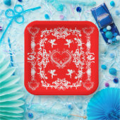 レッドヴァレビクトリアンンティーンズデイ紙プレート ペーパープレート (パーティー)